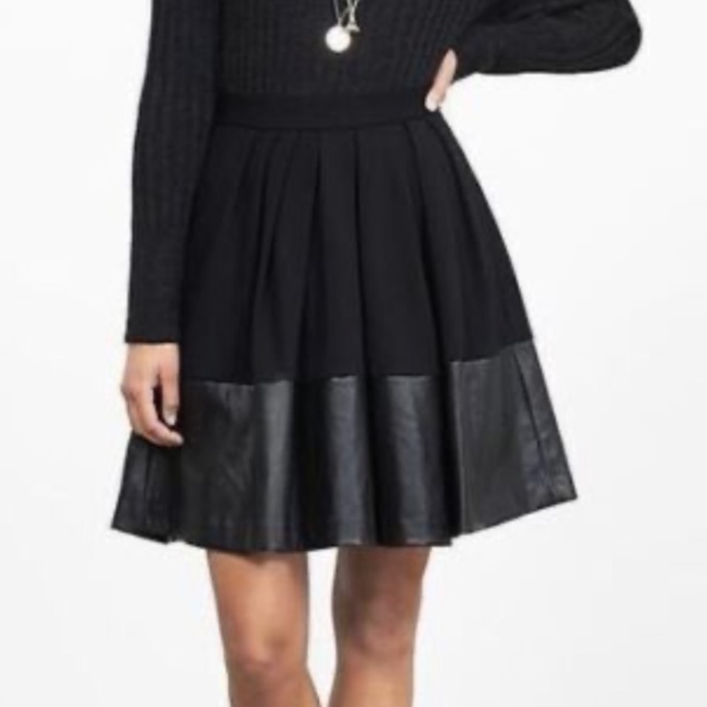 Banana Republic Faux Leather Hem Full Skirt